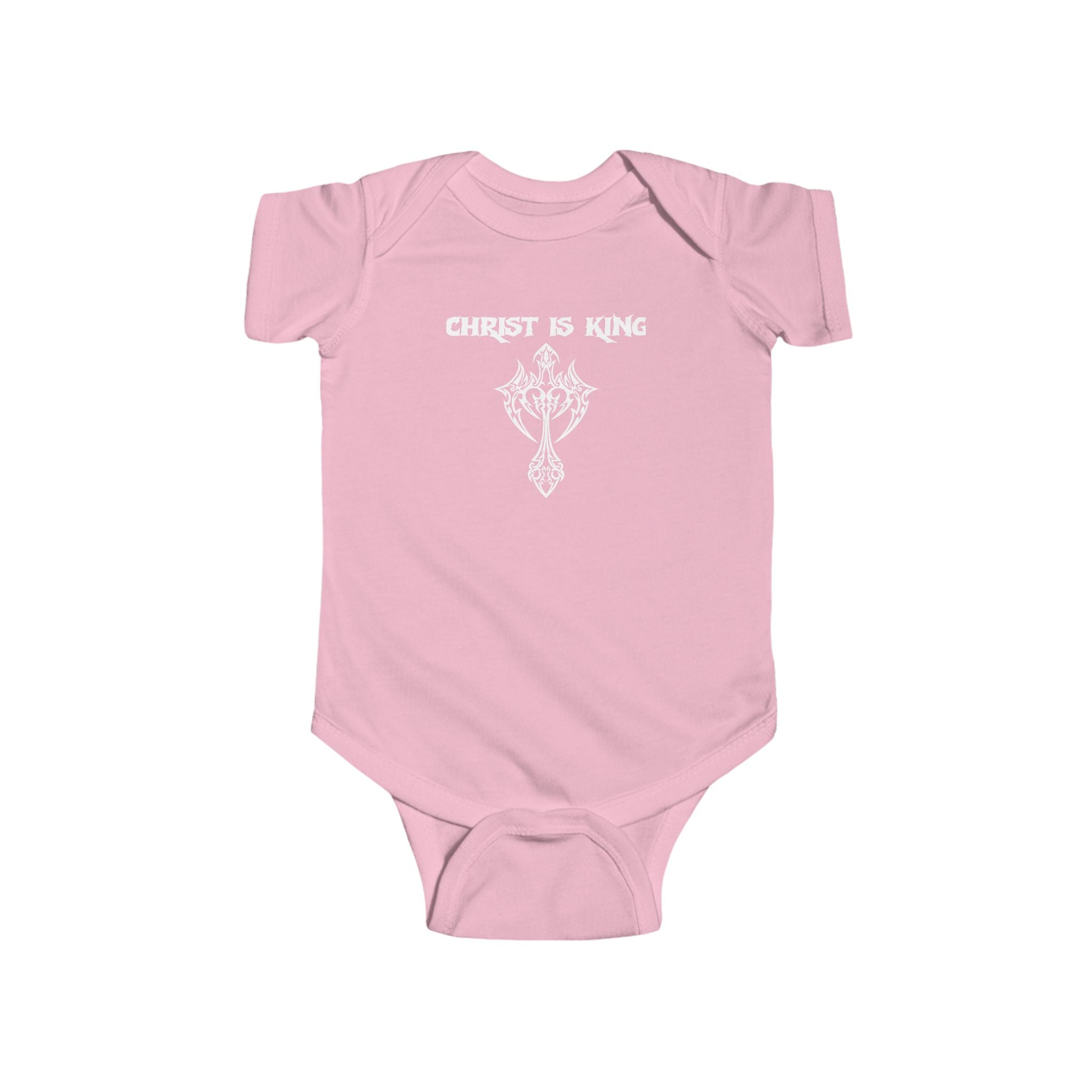 Infant Bodysuit - "Christ Is King" Cross Christian Baby Onesie