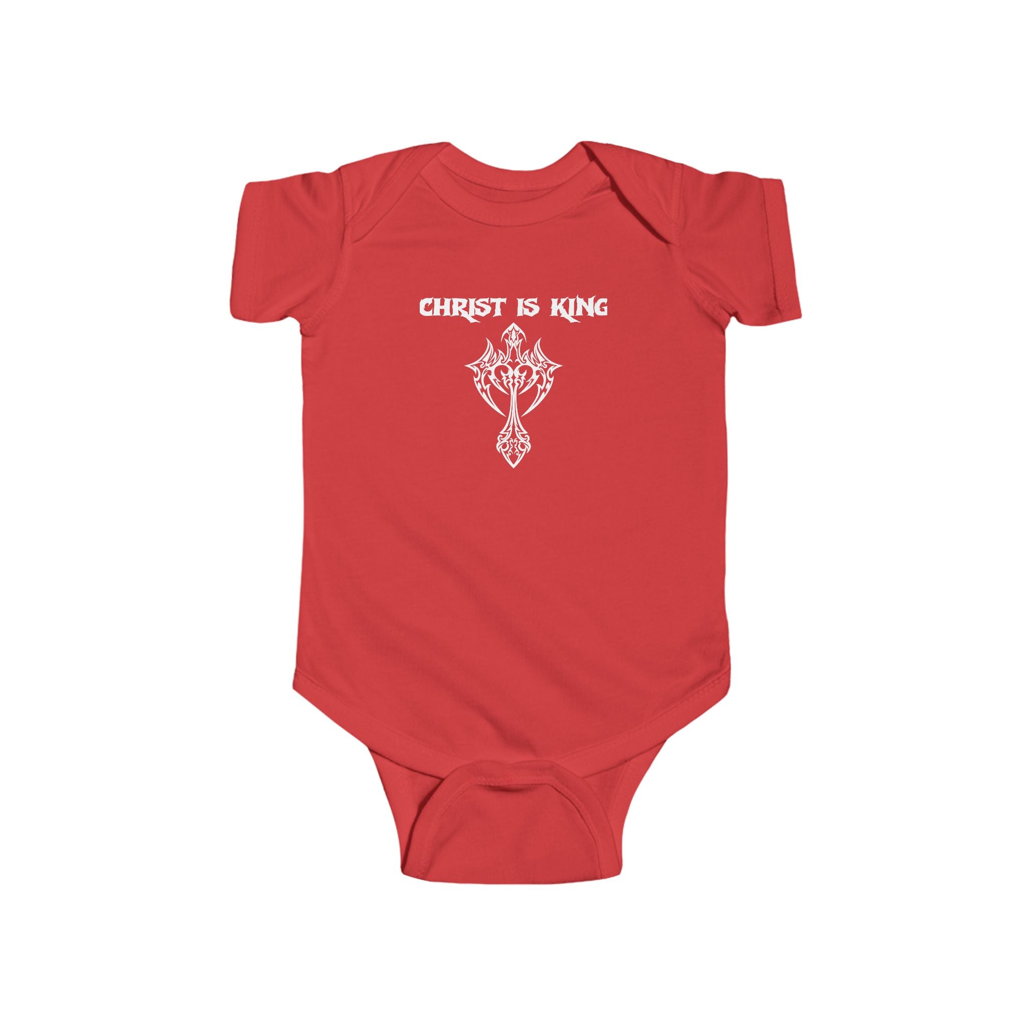Infant Bodysuit - "Christ Is King" Cross Christian Baby Onesie
