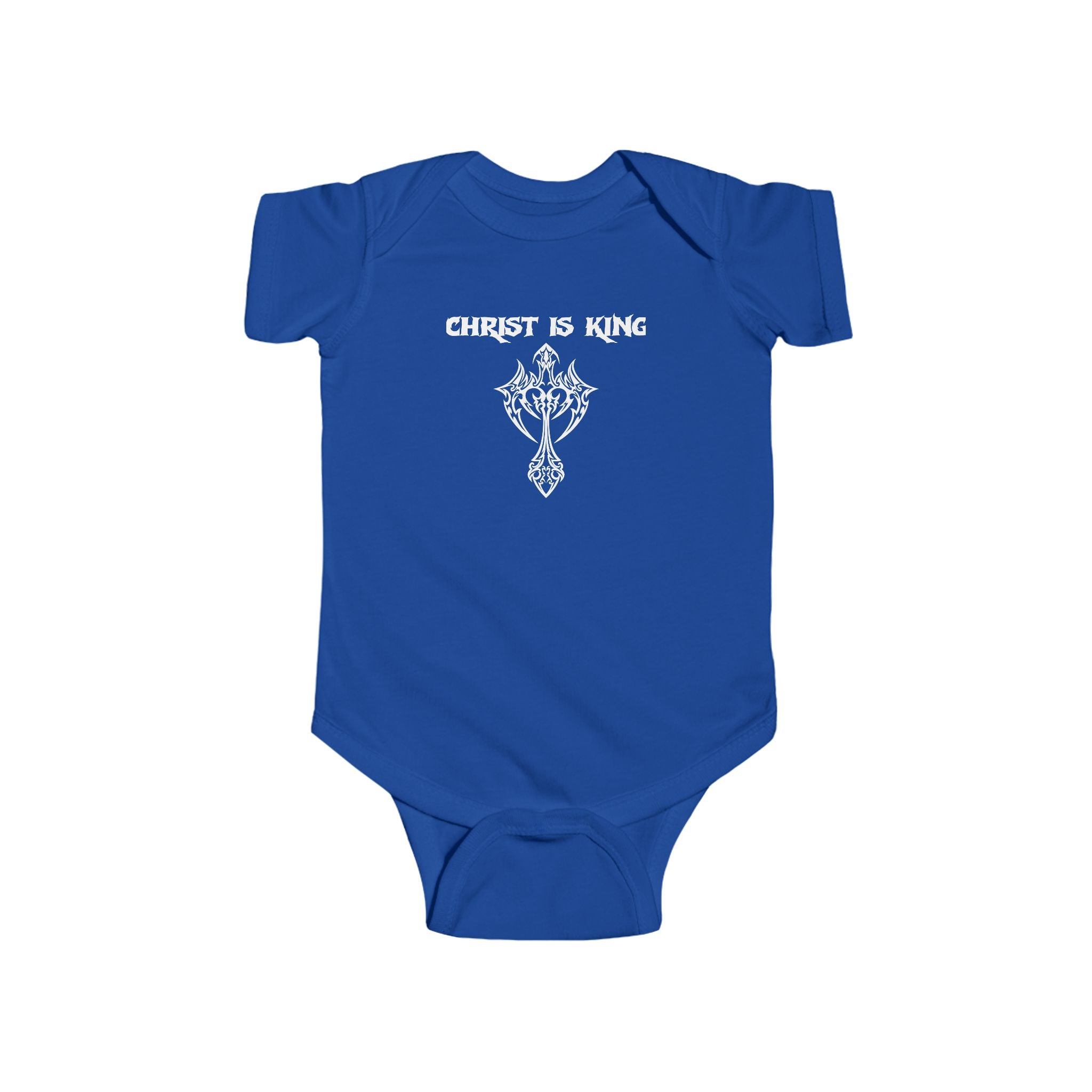 Infant Bodysuit - "Christ Is King" Cross Christian Baby Onesie