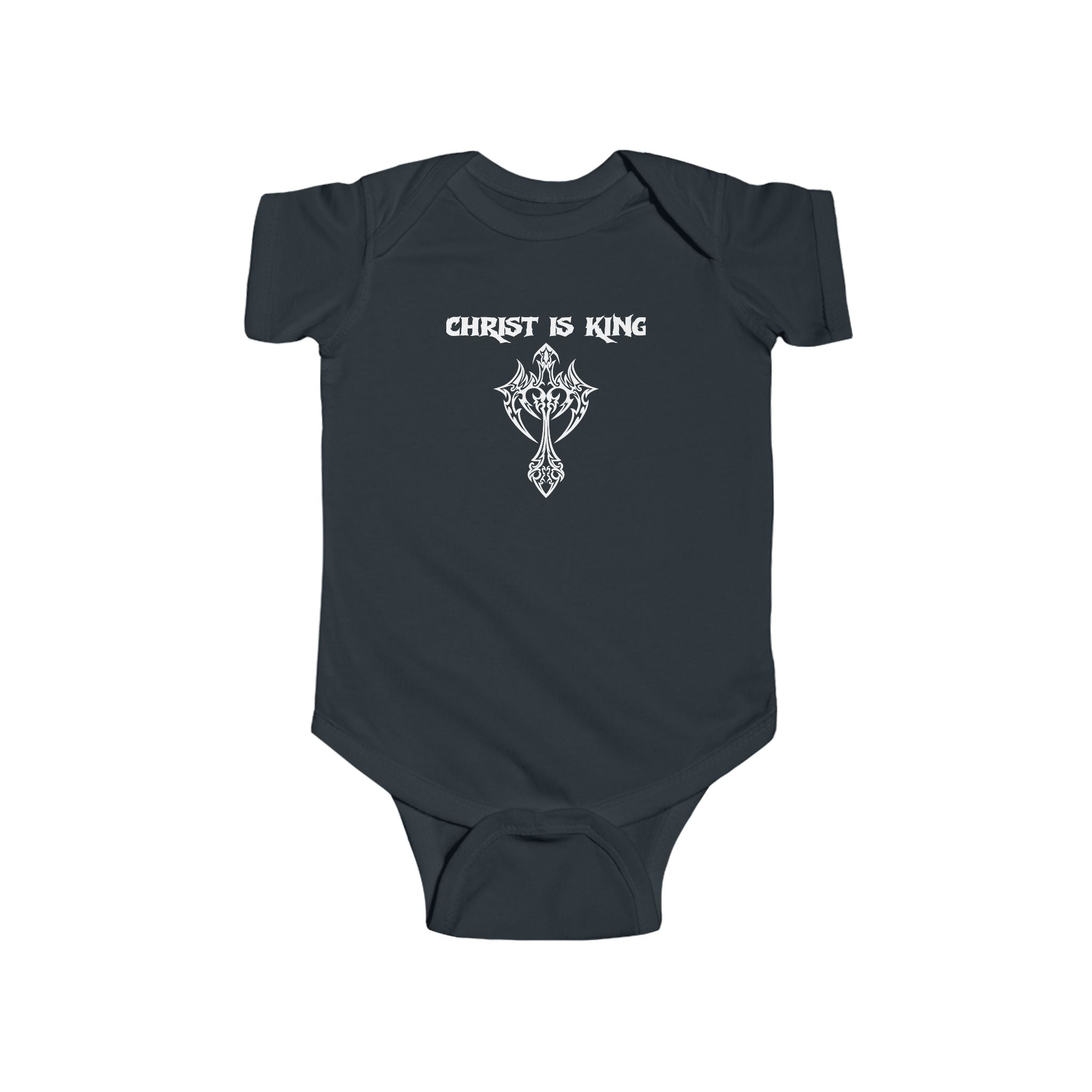 Infant Bodysuit - "Christ Is King" Cross Christian Baby Onesie